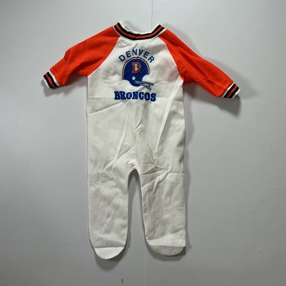 VTG 80s Denver Broncos Footed Sleeper Baby 0-3 Months Raglan Sporty NFL